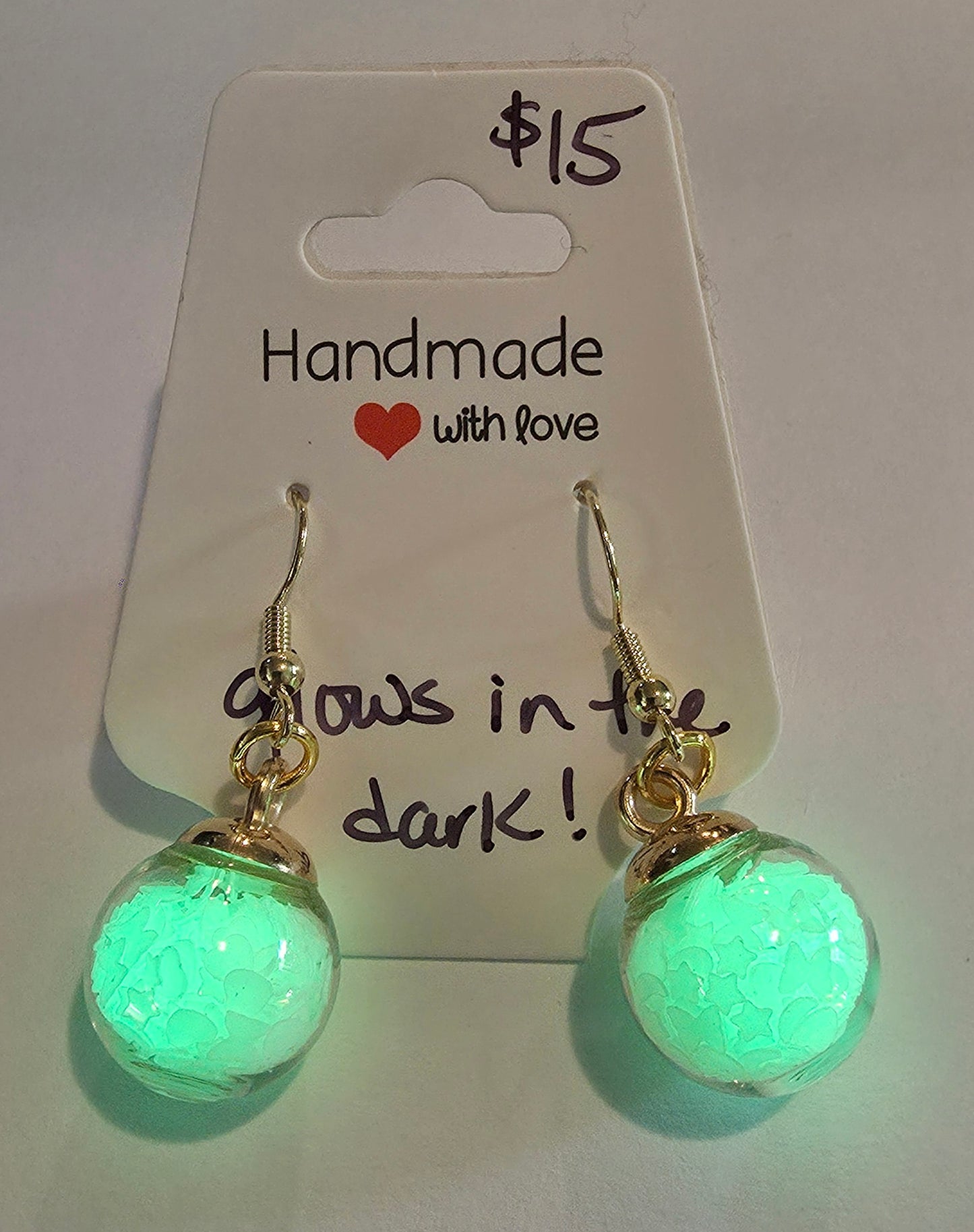 Earrings - glass globe fish hook dangle