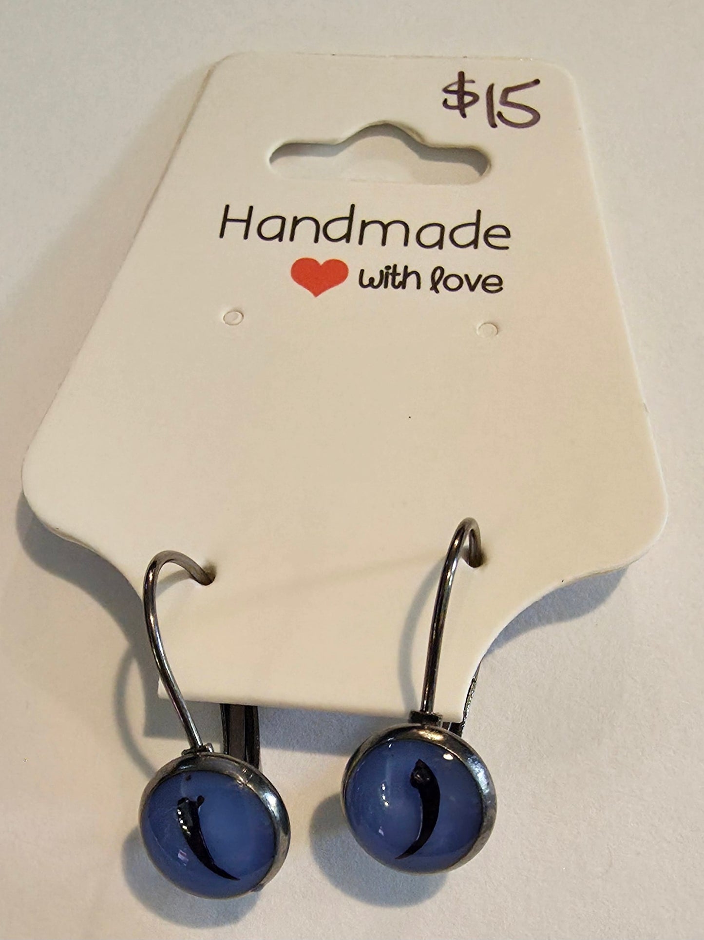 Leverback fang earrings - Black stainless steel