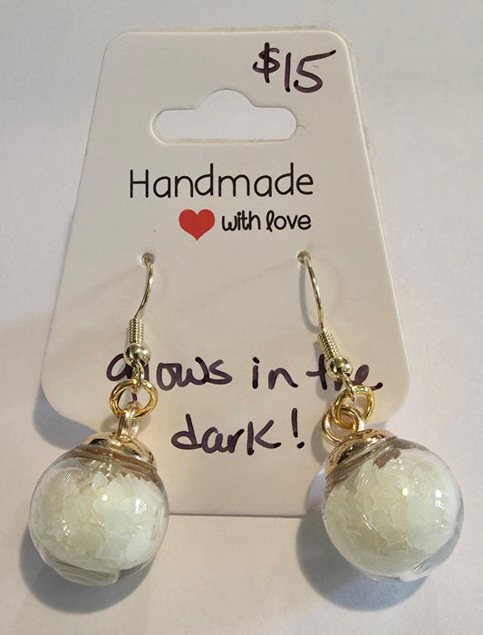 Earrings - glass globe fish hook dangle