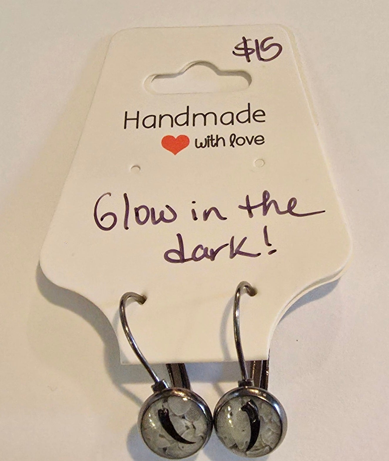 Leverback fang earrings - Black stainless steel